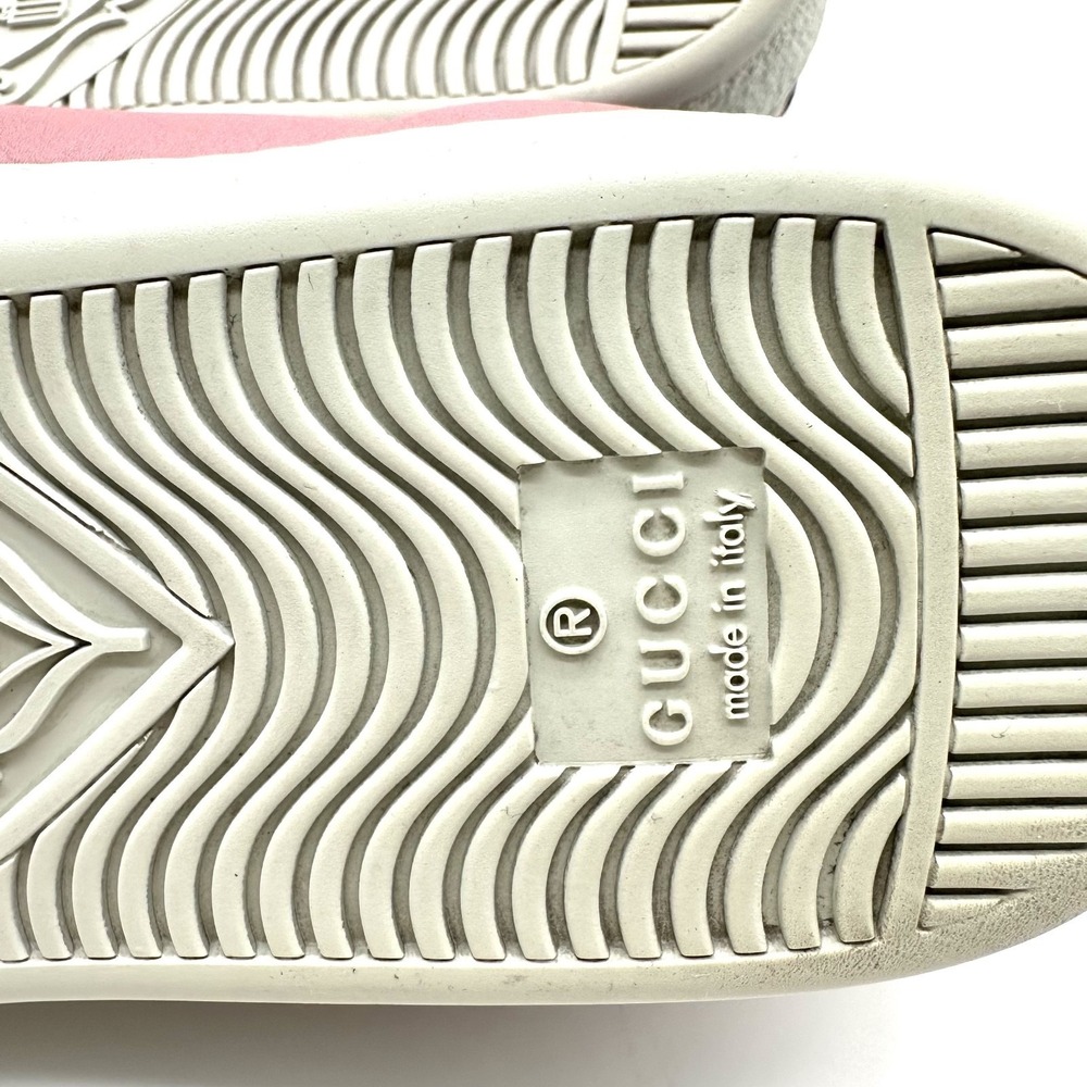 Gucci Bubblegum Pink Leather Ace Logo Stripe Strap Low Top Sneakers 6/36.5 - Picture 15 of 17